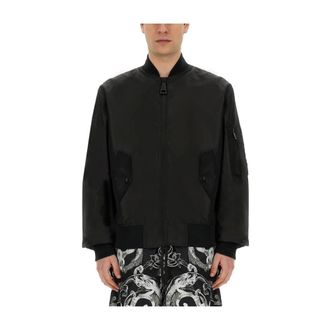 Versace Jeans Couture Baroque Print Bomber Jacket - male - Versace Jeans Couture - Bomber Jackets - Black - 2XL - Jackets