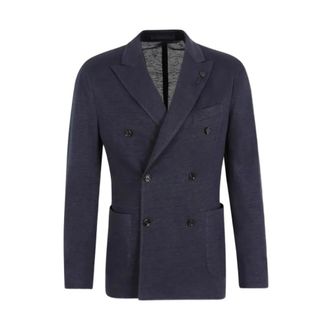 Lardini Blazers, male, Blue, Size: XL Jersey Drop 7 Reg 850