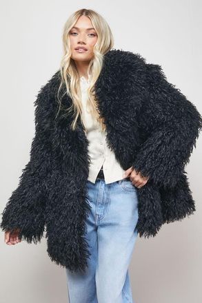 Oasis Mongolian Faux Fur Short Coat in Black at Nordstrom, Size Small