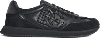 Dolce & Gabbana LEATHER CUSHION SNEAKERS Size: 43.5, colour: BLACK