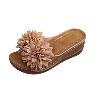 Generic Ladies Wedge Slippers Casual Open Toe Summer Sandals Stylish Comfortable Breathable Versatile Wide Fit Slip On Slippers Beach Leisure