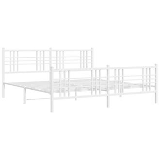 Berkfield Home Metal Bed Frame without Mattress with Footboard White 193x203cm | Size: 193x203 cm