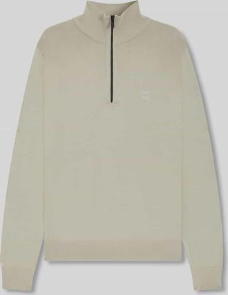 Boss Orange by Hugo Boss BOSS Orange Regular Fit Troyer aus Baumwoll-Kaschmir-Mix Modell KANOBIX_S in Sand, Größe XXL