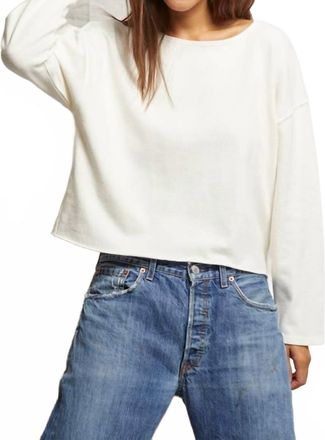 perfectwhitetee Taylor Long Sleeve Top In Au Natural Clean