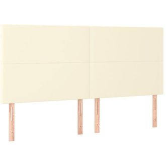 vidaXL Cabecero Con Luces Led Cuero Sint&eacute;tico Crema 200x5x118/128 Cm Vidaxl