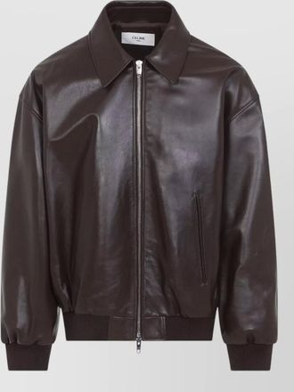 Celine collar jacket ribbed cuffs side pockets