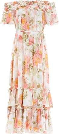 Needle & Thread Peony Promise Chiffon off-shoulder dress - women - Fabric - 20 - White