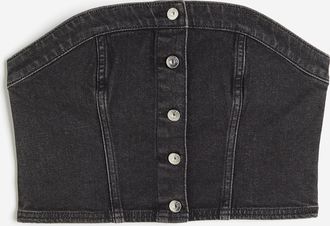 H&M Bustier-Top aus Denim - Schwarz