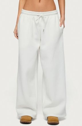Edikted Kamari Low Rise Wide Leg Sweatpants in White at Nordstrom, Size X-Small