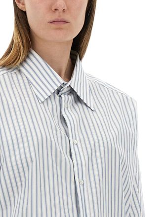 Maison Margiela Striped Cotton Shirt - Baby Blue