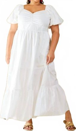 Skies Are Blue Clothing Bubble Hem Poplin Maxi Dress - Plus In White