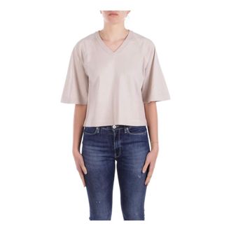 K-Way T-Shirts, female, Beige, L, Beige Logo Side Shirt Regular Fit