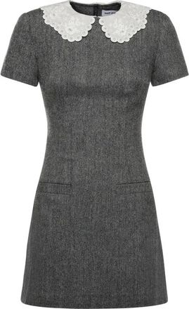Self Portrait Herringbone Lace Collar Mini Dress