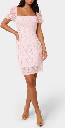 Bebe Puff Sleeve Lace Minidress in Pink at Nordstrom Rack, Size X-Large