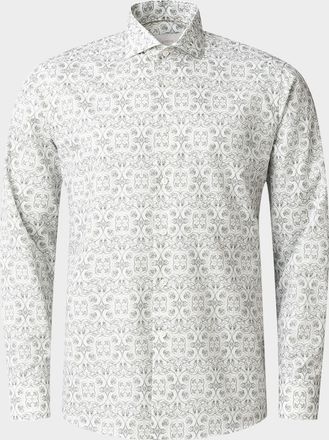 Eton Mens Elevated Cotton and Linen Floral Slim-Fit Dress Shirt