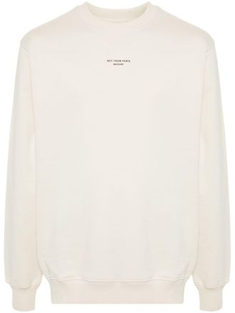 Drôle de Monsieur slogan-print cotton sweatshirt - Neutrals