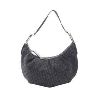 Dior Pre-owned Shoulder Bags, female, Black, Size: ONE SIZE Pre-owned Oblique Canvas Leather Shoulder Bag