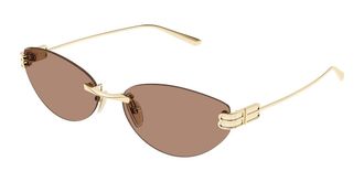 Balenciaga BB0486S Asian Fit 004 Womens Sunglasses Gold Size 61