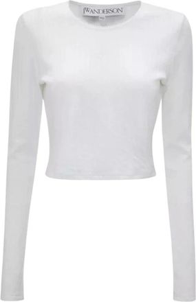 J.W.Anderson Witte Katoenen Logo Top - Dames - Longsleeves - Wit - M - Katoen - Tops