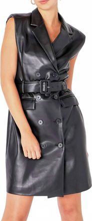 endless rose Dana Leather Mini Dress In Black