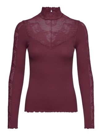 Rosemunde Langarmshirt ROSEMUNDE Beatha silk shirt, Damen, Gr. XL, lila (beere), Web, Obermaterial: 55% Seide, 45% Baumwolle, unifarben, figurbetont h&uuml;ftlang, o