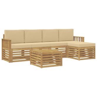 vidaXL Conjunto De Sof&aacute;s De Exterior 6 Pcs Y Beige 59 X 59 X 37 Cm Vidaxl