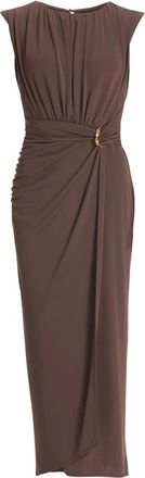 Swing Swing - Drapiertes Abendkleid aus Jersey mit Zierschnalle - Dames - Jurken - Bruin - Maat: S Jersey
