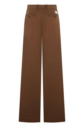 Nine In The Morning Womens Wide-Leg High-Waisted Trousers Mocha Lycra