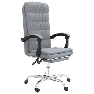 vidaXL Silla De Oficina Reclinable De Tela Gris Claro Vidaxl