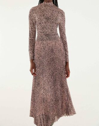 Farm Rio Leopard Pleated Maxi Skirt In Baby Pink
