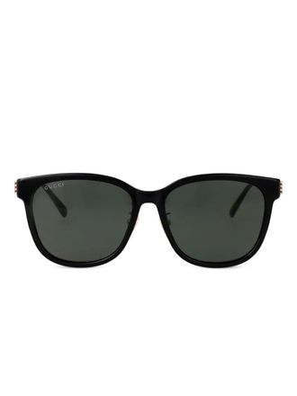 Gucci Web-detail sunglasses - women - Metal/Recycled Acetate - 56 - Black