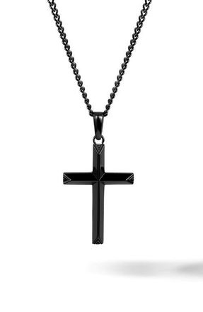 Vincero Cross Pendant Necklace in Black at Nordstrom