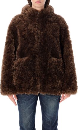 Urban Code Hooded Bomber Fur Curly Faux Fur Hooded Bomber Jacket