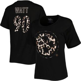 Majestic Threads Womens Majestic Threads T.J. Watt Black Pittsburgh Steelers Leopard Player Name & Number T-Shirt at Nordstrom, Size Small