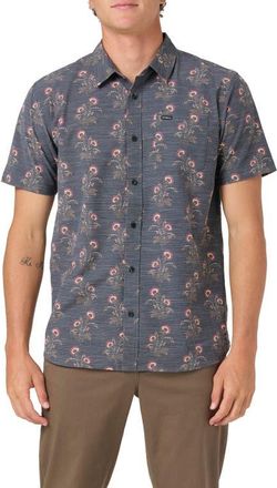 O'Neill UPF Slub Standard Short Sleeve Performance Button-Up Shirt in Black 3 at Nordstrom, Size Xx-Large
