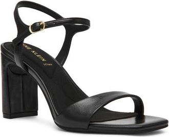Anne Klein Beata Ankle Strap Sandal in Black Crinkle at Nordstrom, Size 9.5