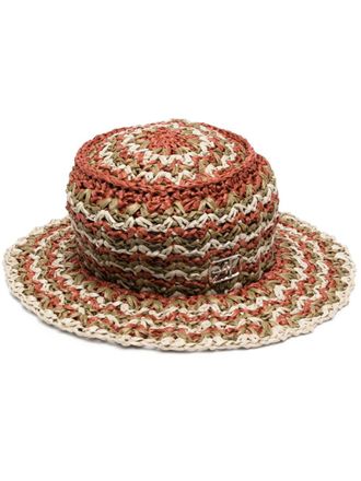 Alberta Ferretti crochet-knit raffia hat - women - Viscose - S - Brown