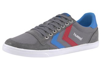 Hummel Sneaker HUMMEL Slimmer Stadil Canvas Low, Damen, Gr. 36, grau (anthra, rot, blau), Textil, Veloursleder, Schuhe Sneaker