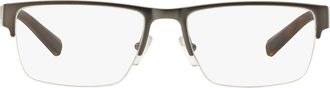 A|X Armani Exchange 54mm Semirimless Rectangular Optical Glasses in Matte Gunmetal at Nordstrom