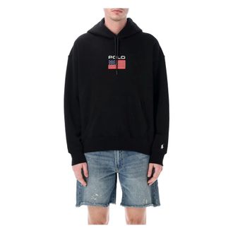 Polo Ralph Lauren Hoodies, male, Black, Size: 2XL Flag Fleece Hoodie