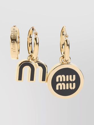 【送関込】MiuMiu☆ミュウミュウ Brass Earrings Miu Miu Logo Stud Earrings - Gold | Editorialist