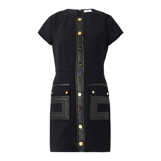 Elisabetta Franchi Short Dresses, female, Black, Size: M Abito in doppio cr&ecirc;pe con dett