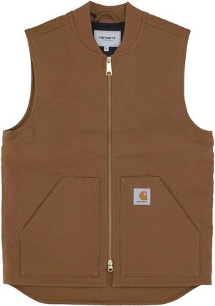 Carhartt Work in Progress Klassieke Bruine Vest met Ritssluiting - Heren - Bodywarmers - Bruin - S - Katoen - Jassen