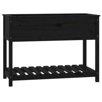 Berkfield Home Planter with Shelf Black 111.5x54x81 cm Solid Wood Pine