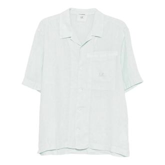 C.P. Company Short Sleeve Shirts, male, Blue, Size: L Short Sleeve Shirt