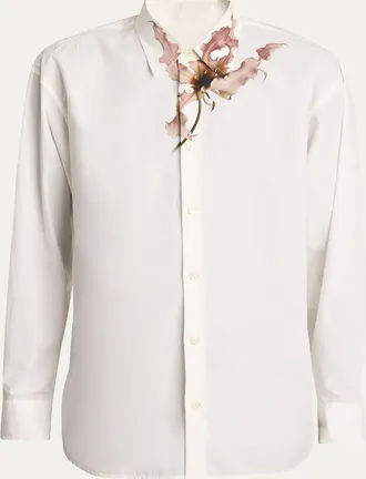 Dries Van Noten Mens Croom Cotton Floral-Graphic Dress Shirt