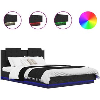 vidaXL Estructura De Cama Con Cabecero Roble Negro 150 X 200 Cm Vidaxl