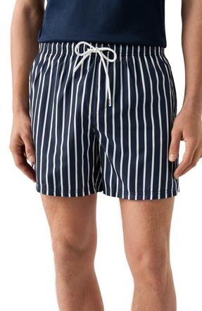 Eton Striped Swim Trunks in Dark Blue at Nordstrom, Size Xx-Large