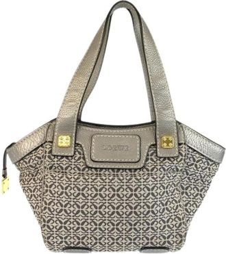 Loewe Pre-owned Handbags, female, Gray, Size: ONE SIZE Pre-owned Canvas Shoulder Bag