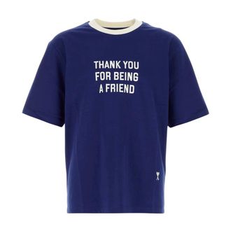 Ami Tops, Heren, Blauw, M, Katoen, Bedrukte Thank You For Being A Friend T-shirt